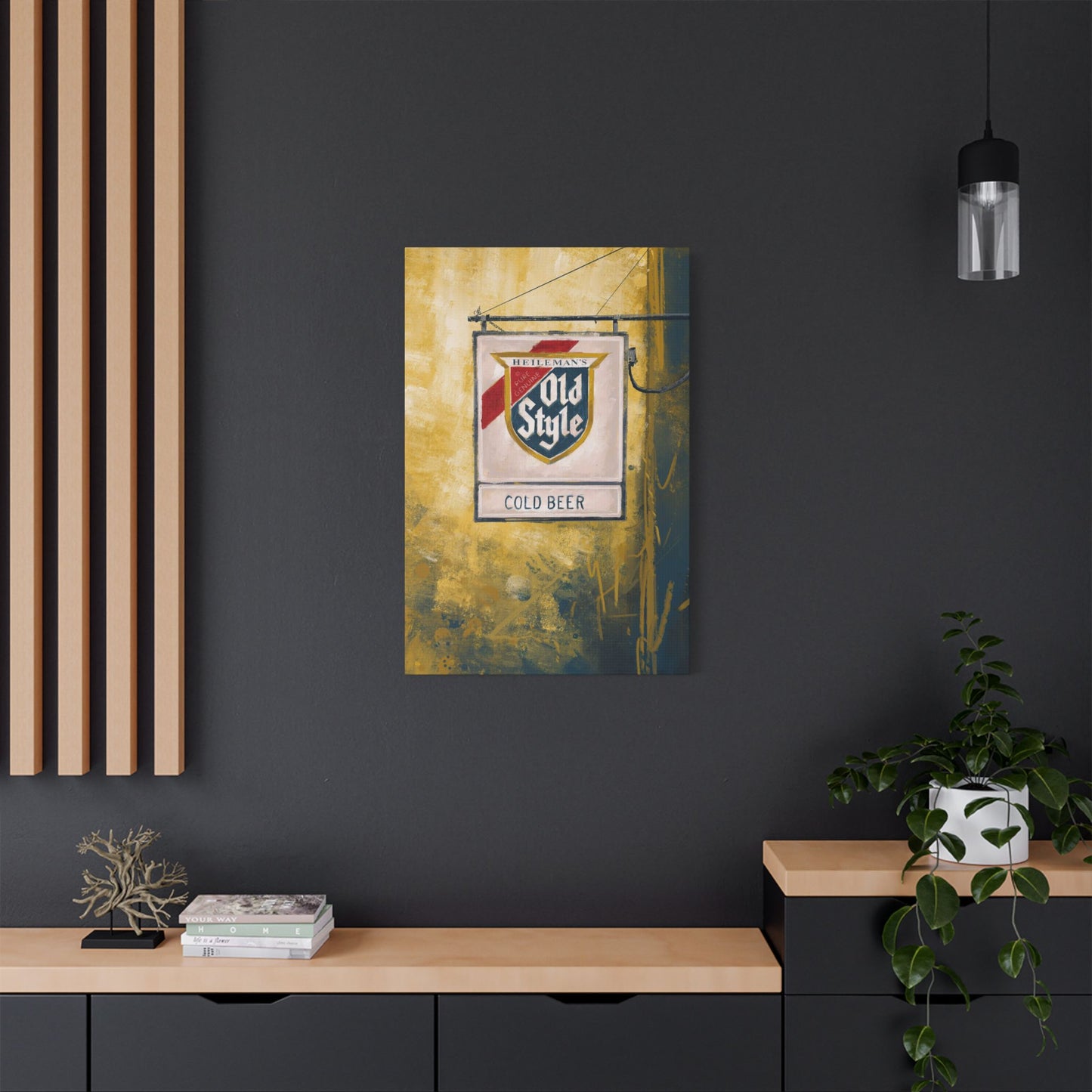 Blue & Gold Bar Sign – Retro Canvas Art