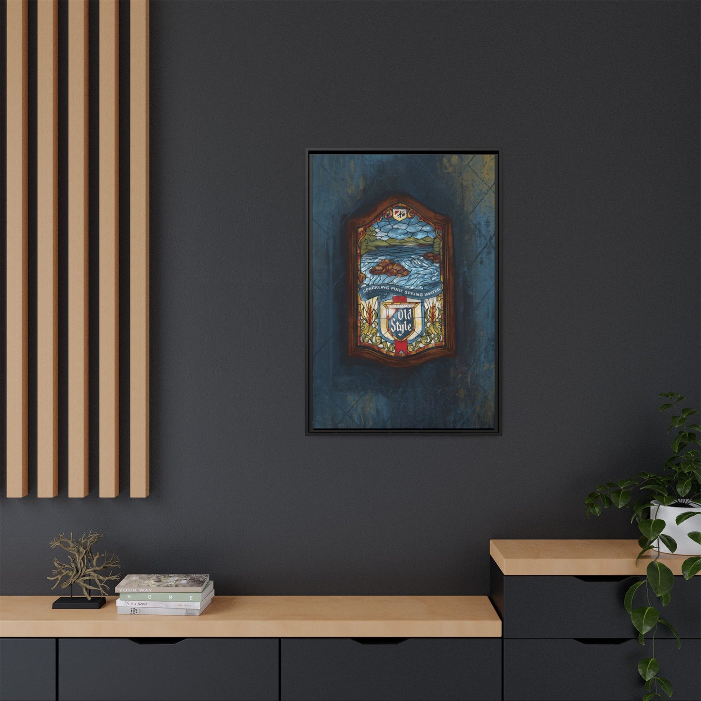 Old World Pour – Stained Glass Barroom Framed Canvas