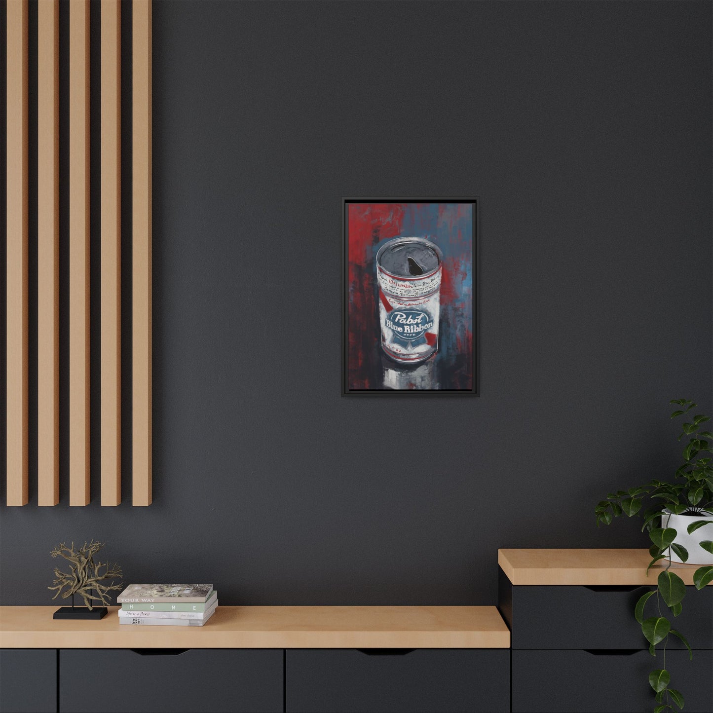 Blue Ribbon Mood - Gallery Wrapped Print with Black Frame