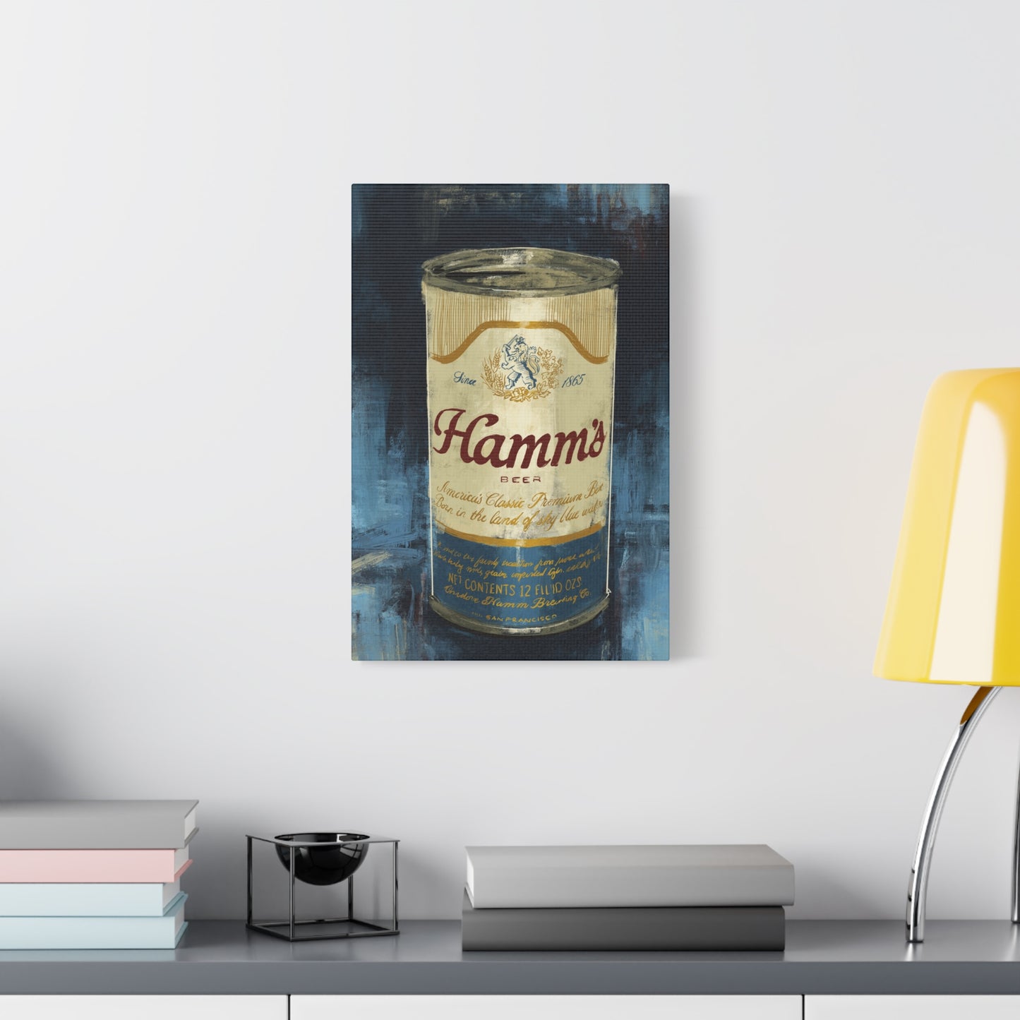 Vintage Hammie Beer Can Stretched Canvas Print