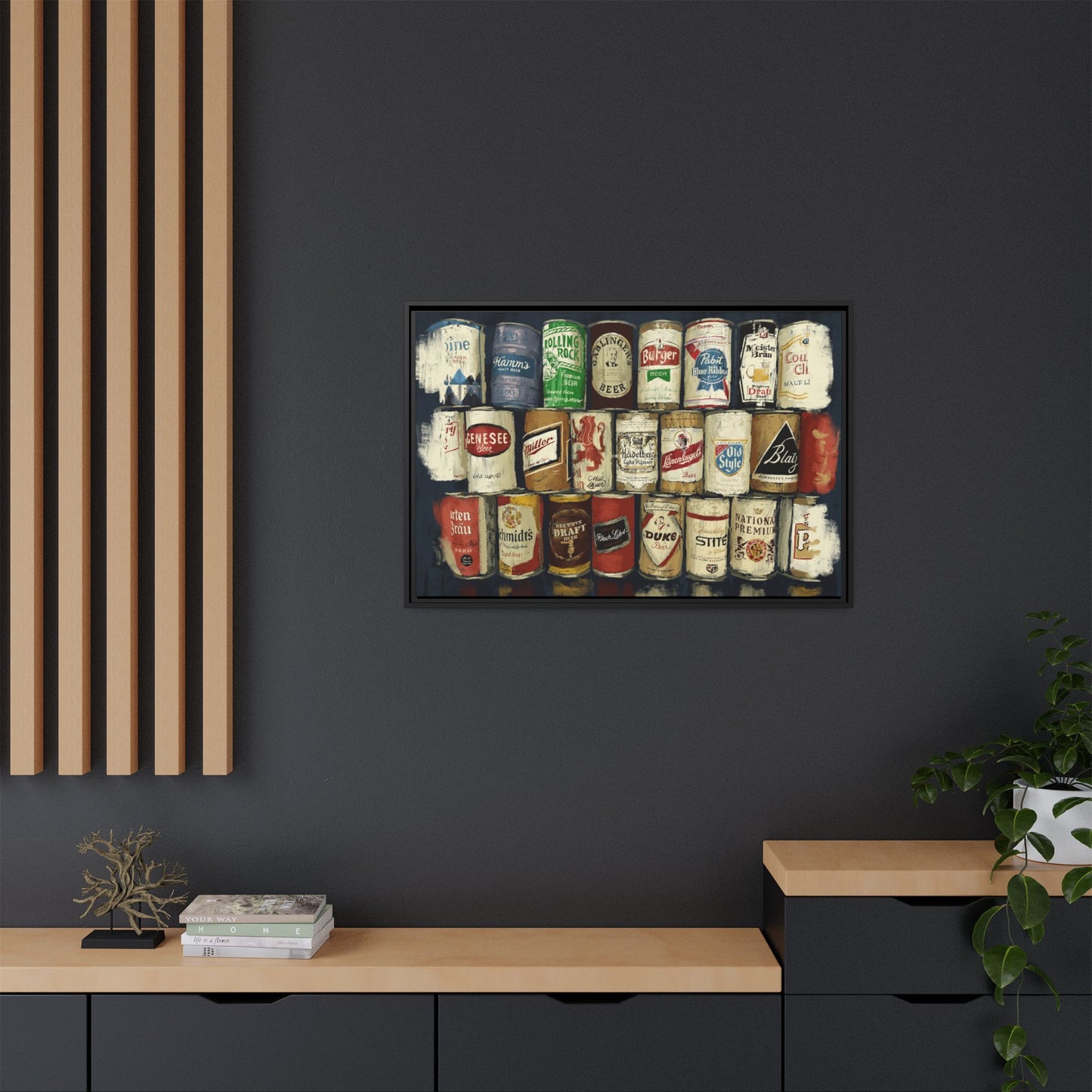 The Wall of Brews Framed Canvas Print