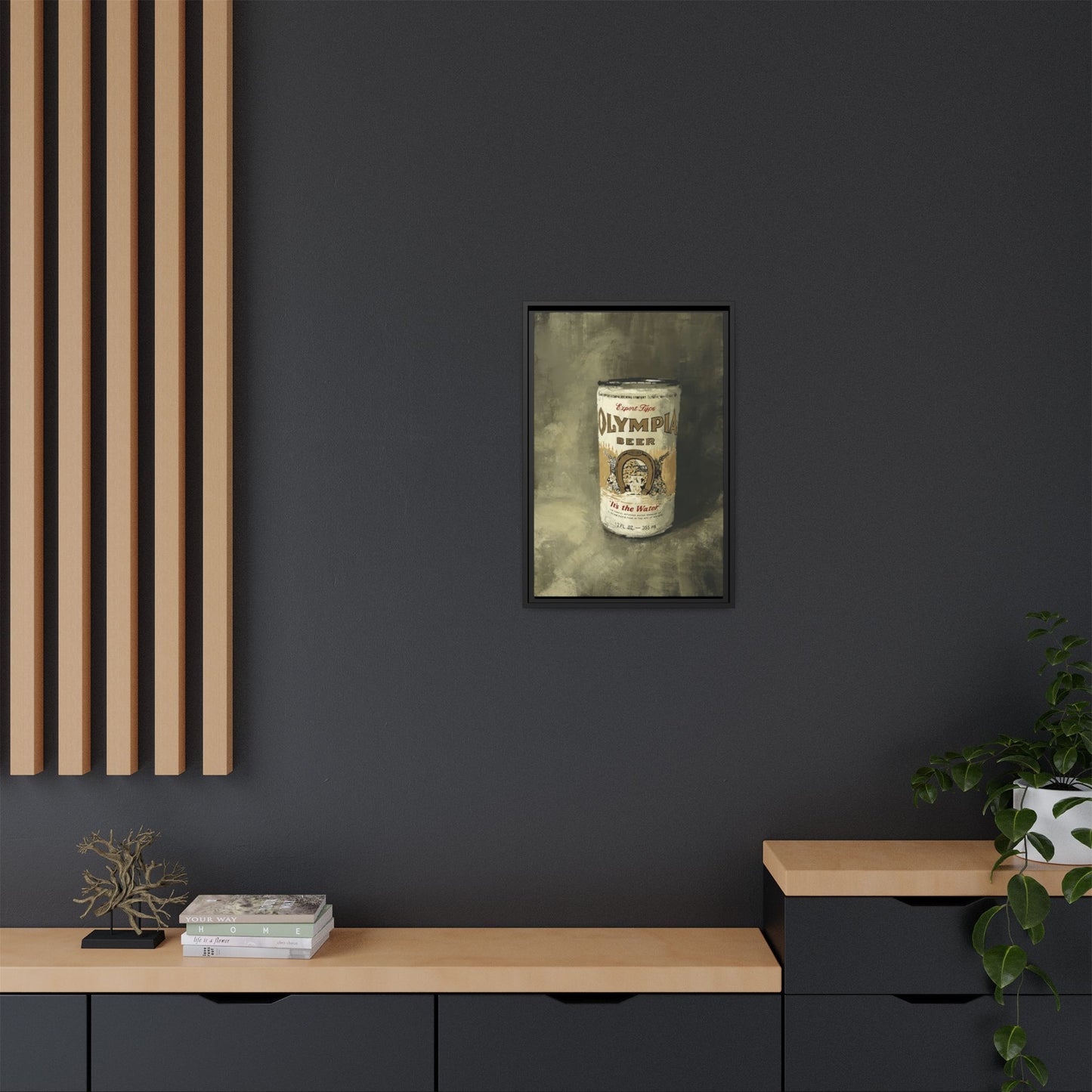 Old-School Gold Can - Gallery Wrapped Print with Black Frame