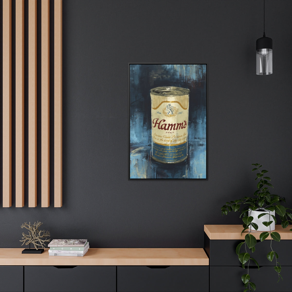 Vintage Hammie Beer Can - Gallery Wrapped Print with Black Frame