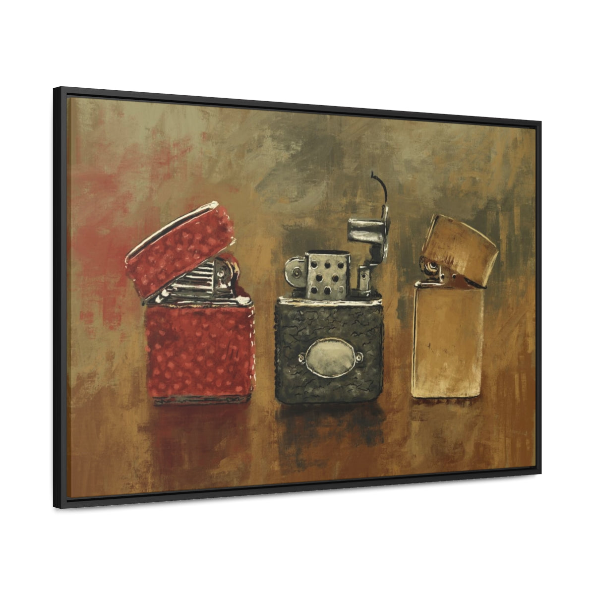 Old Flame Vintage Lighter Art Framed Canvas