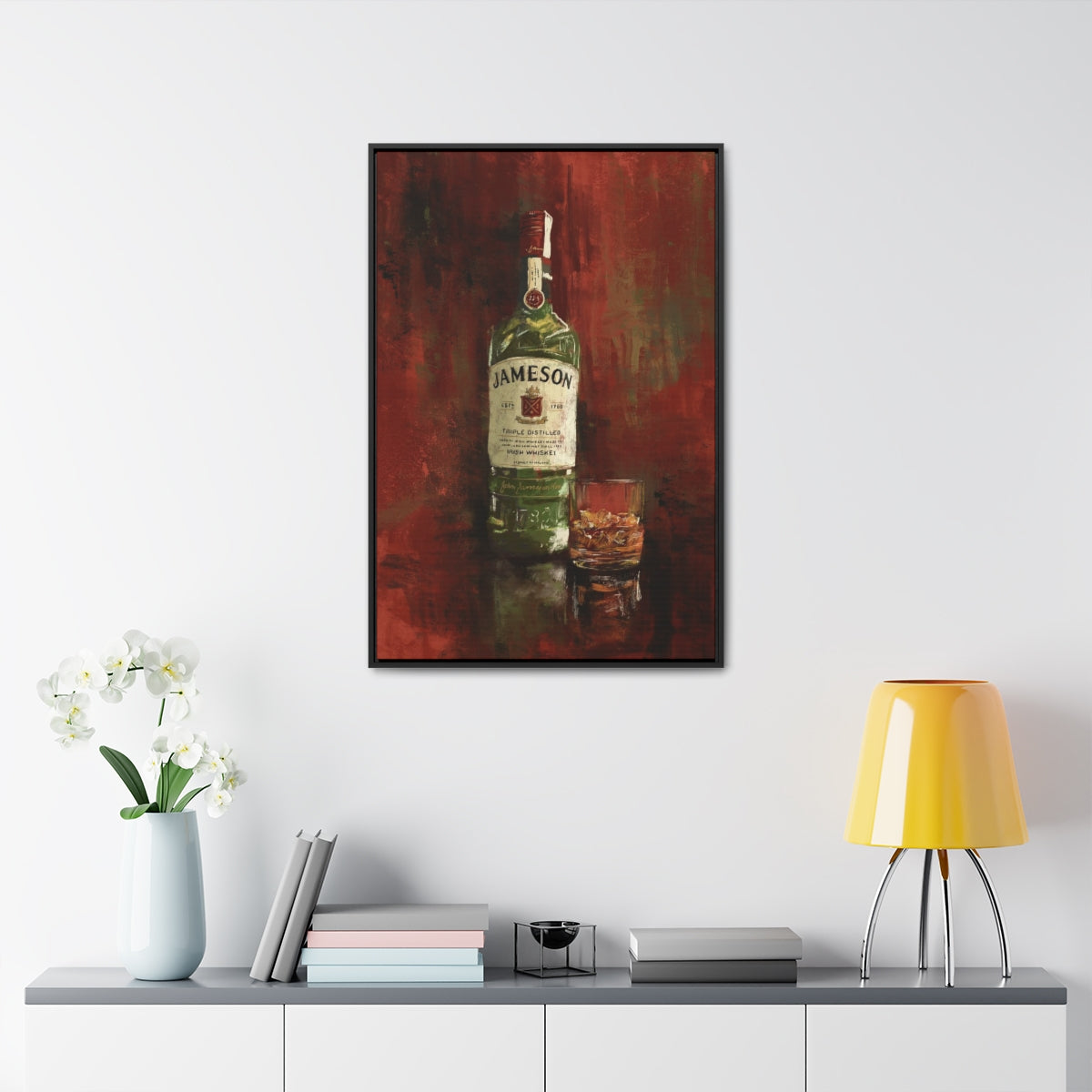 Neat & Cold – Whiskey Gallery Wrapped Print with Black Frame