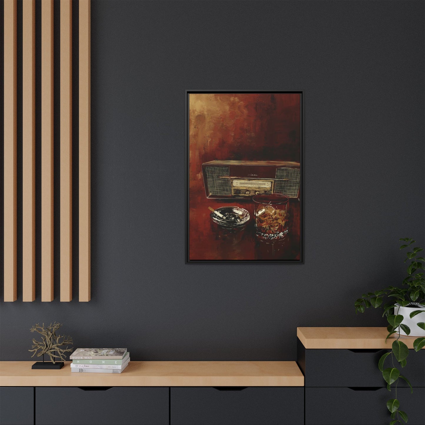 Tuned in with a Slow Pour - Framed Canvas Print