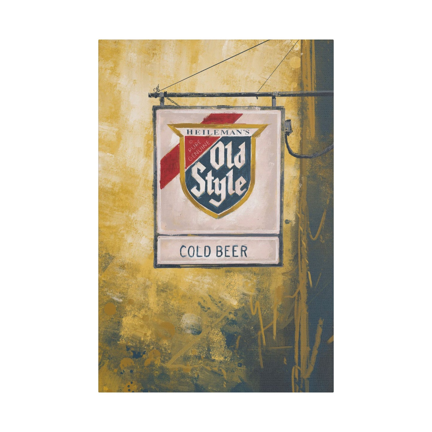 Blue & Gold Bar Sign – Retro Canvas Art