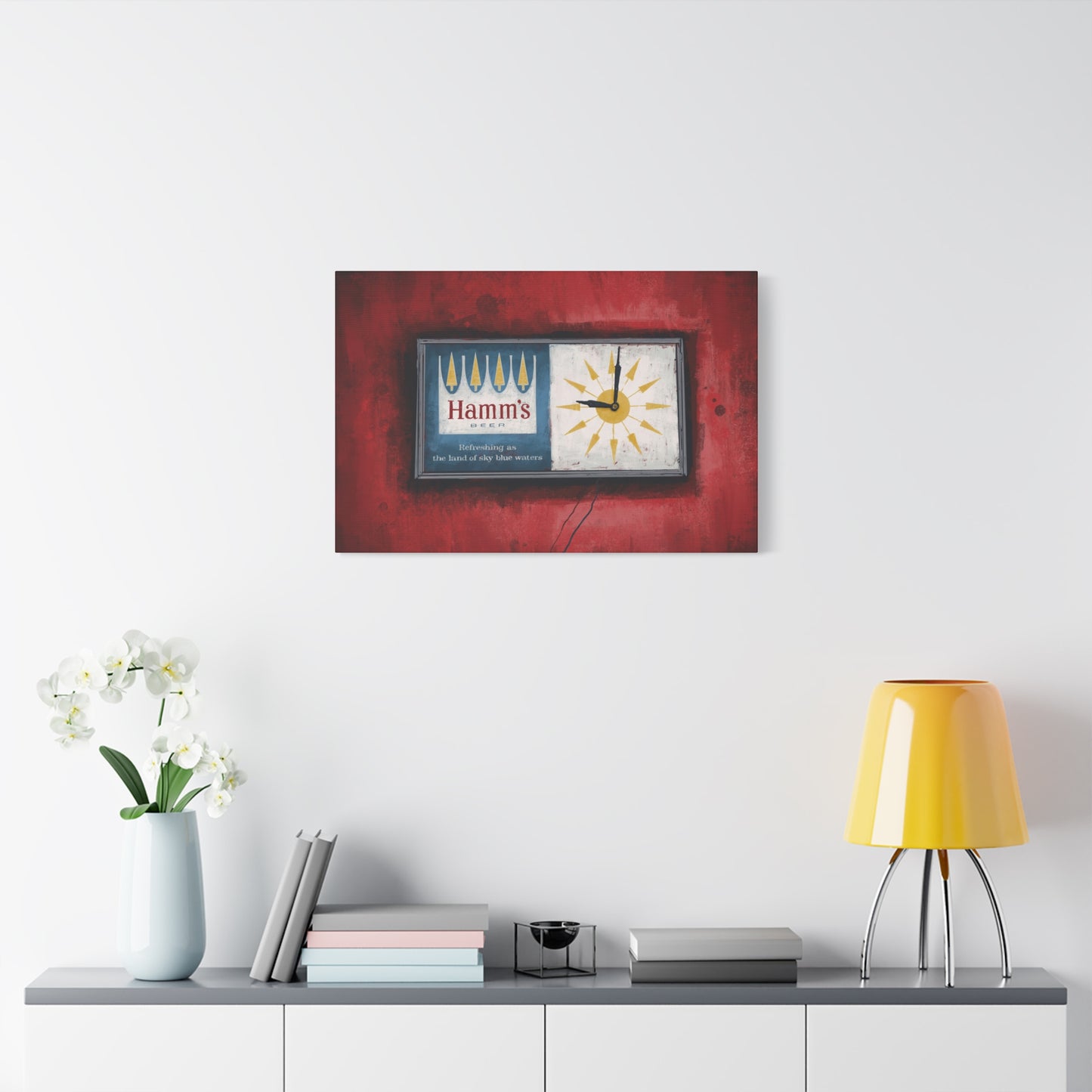 Sky Blue Time - Retro Wall Clock Canvas Print