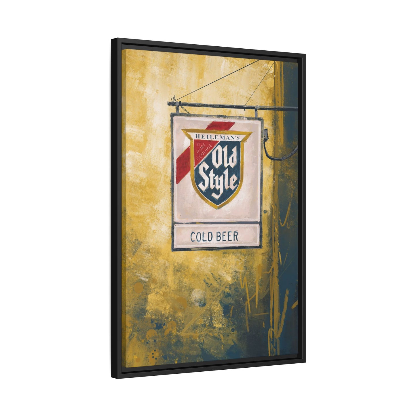 Blue & Gold Bar Sign - Gallery Wrapped Print with Black Frame