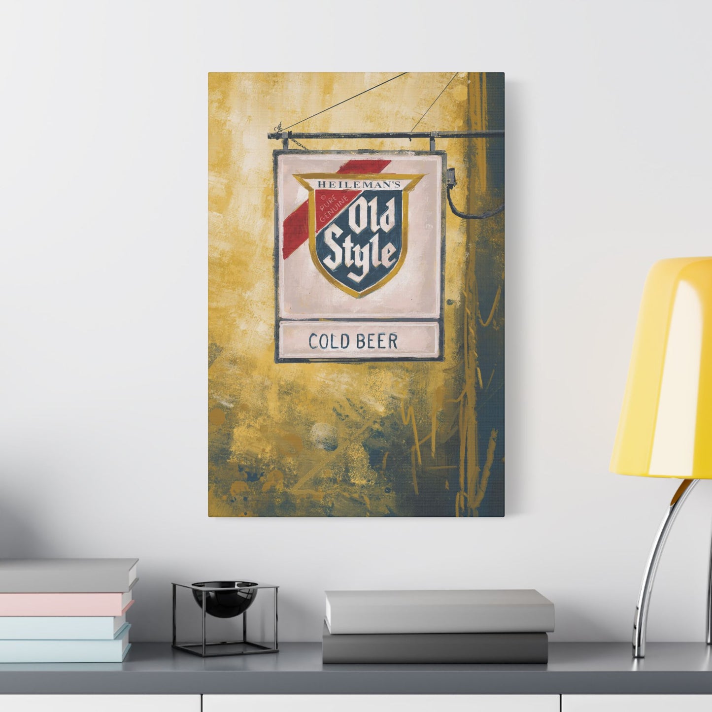 Blue & Gold Bar Sign – Retro Canvas Art
