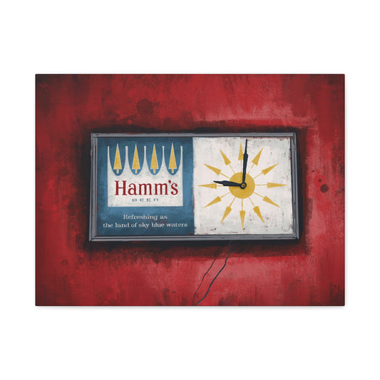 Sky Blue Time - Retro Wall Clock Canvas Print