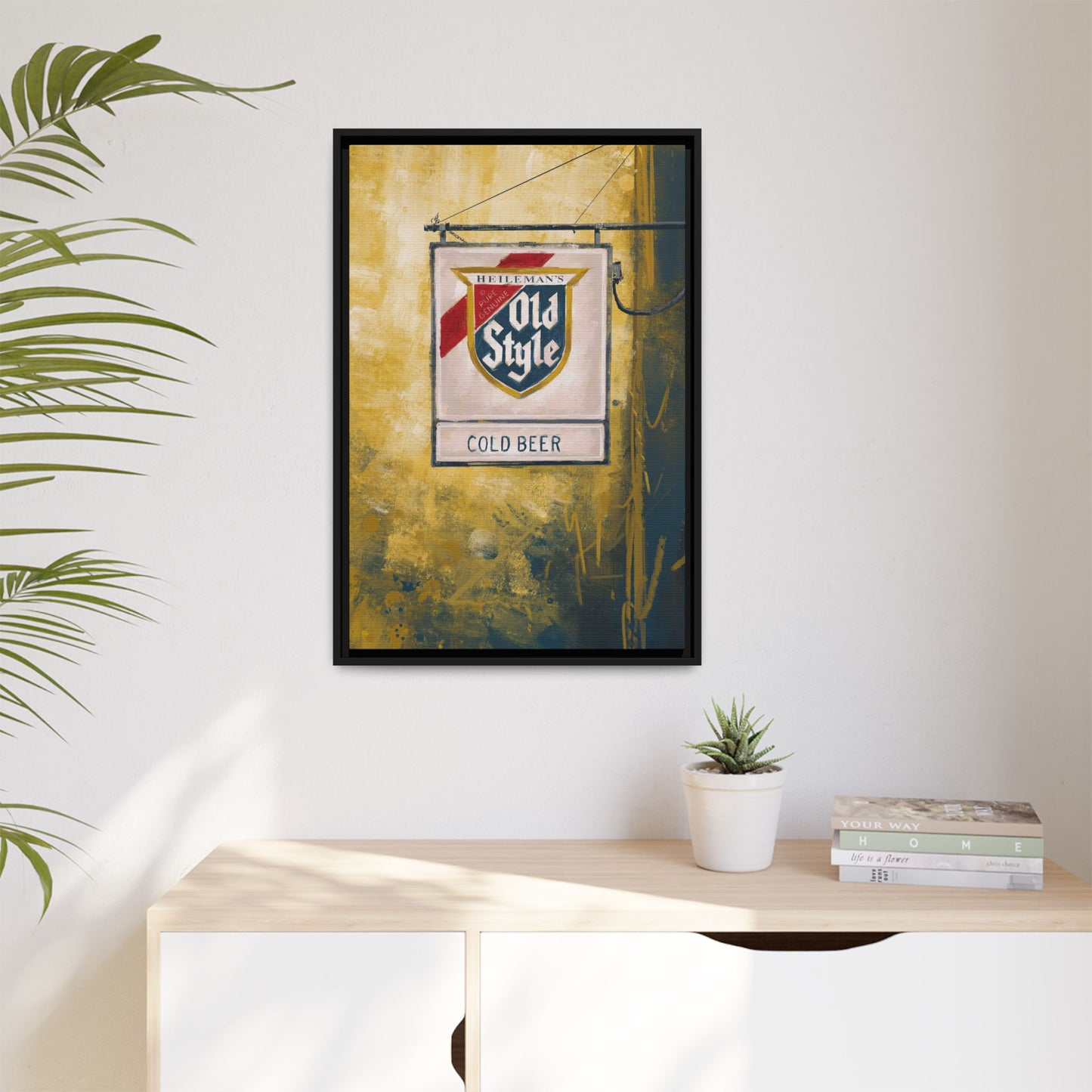 Blue & Gold Bar Sign - Gallery Wrapped Print with Black Frame