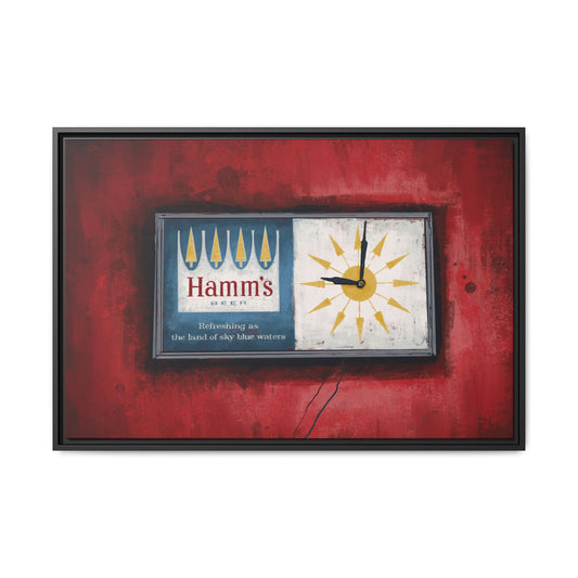 Sky Blue Time – Retro Wall Clock Framed Canvas Print