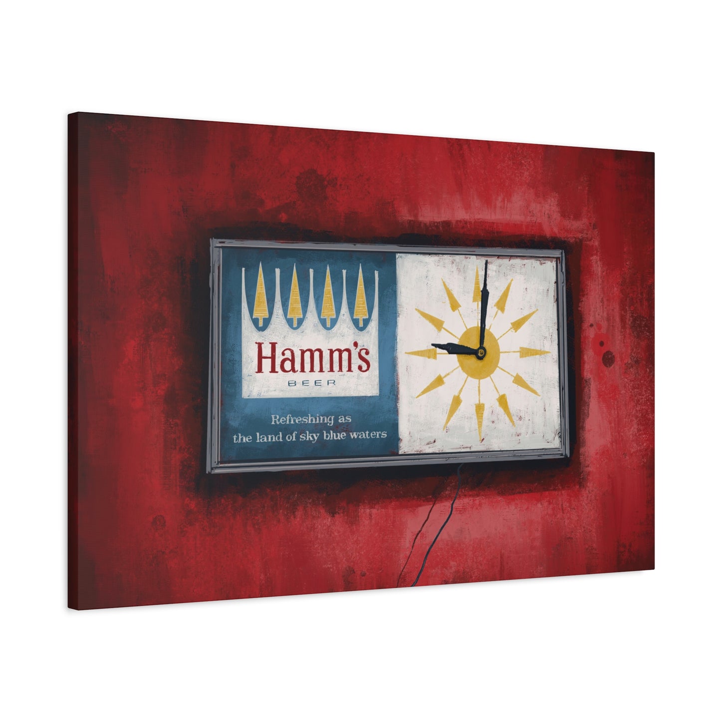 Sky Blue Time - Retro Wall Clock Canvas Print
