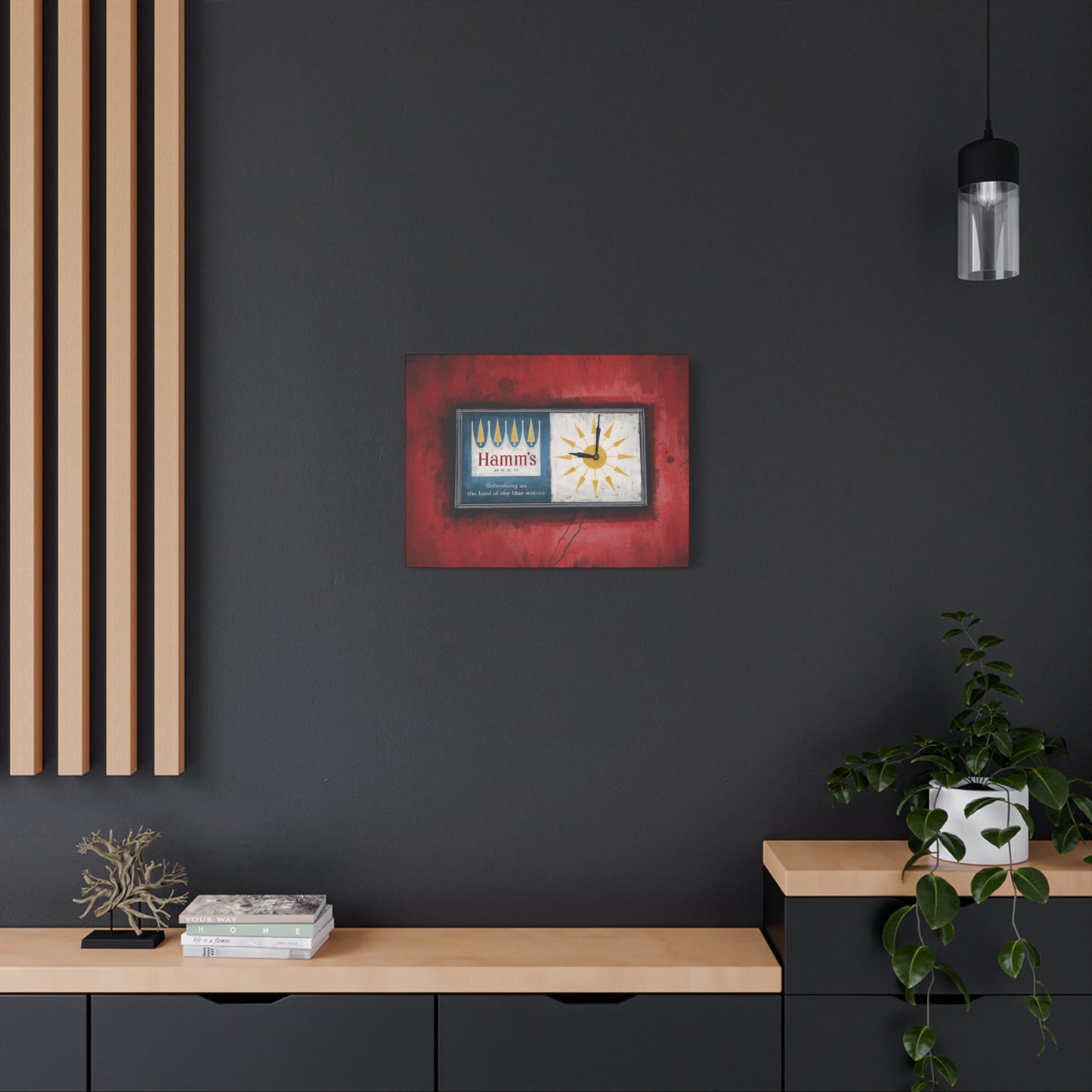 Sky Blue Time - Retro Wall Clock Canvas Print