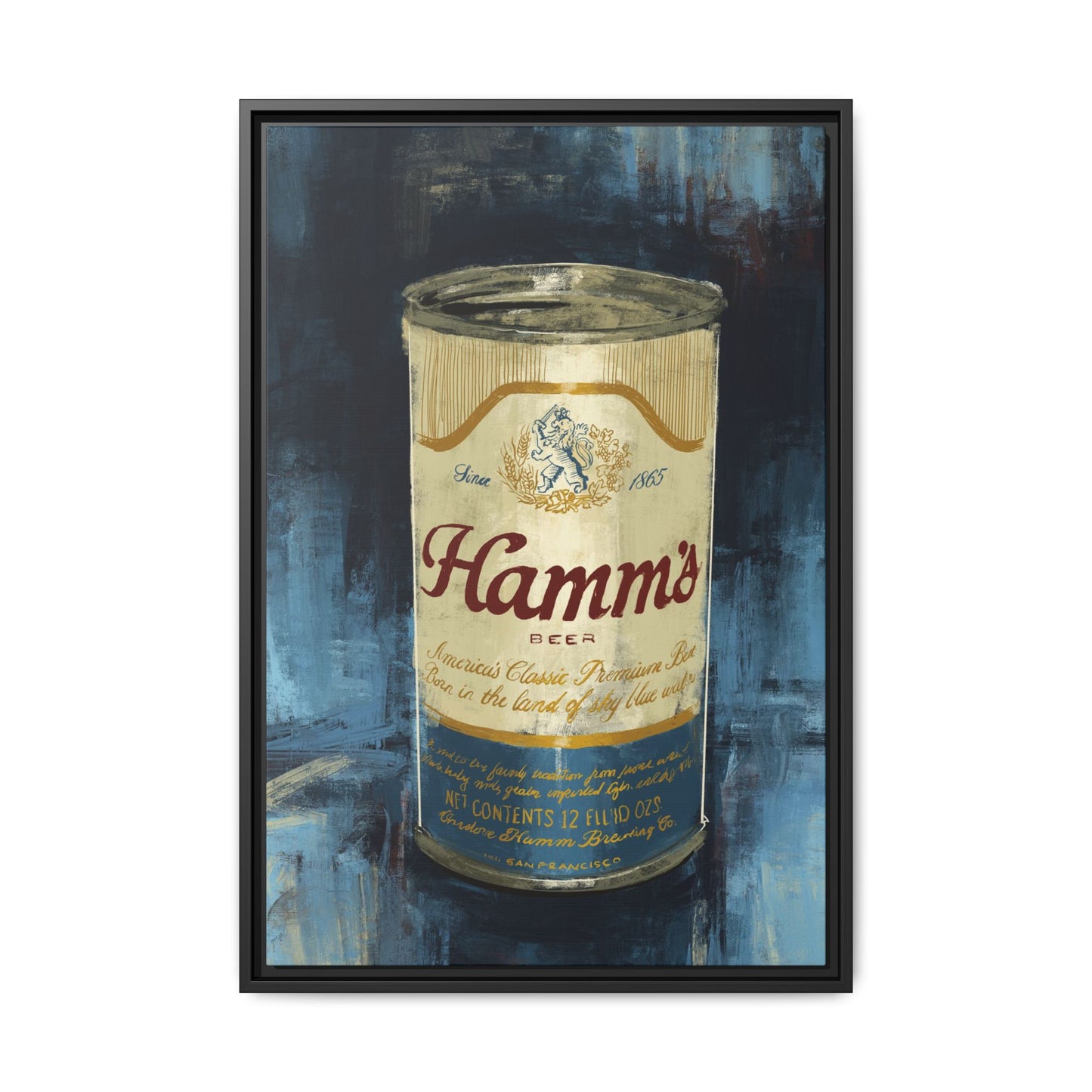 Hamm's Vintage Beer Can -  Gallery Wrapped Print with Black Frame