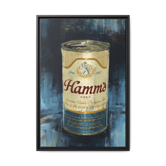 Hamm's Vintage Beer Can -  Gallery Wrapped Print with Black Frame