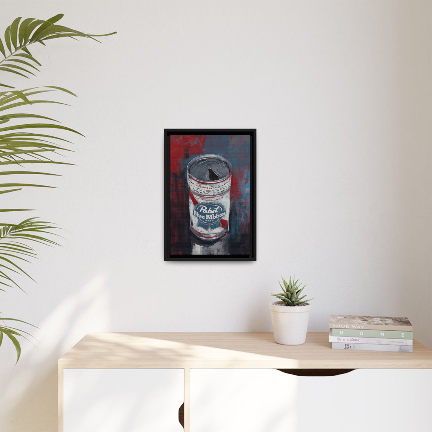 Blue Ribbon Mood - Gallery Wrapped Print with Black Frame