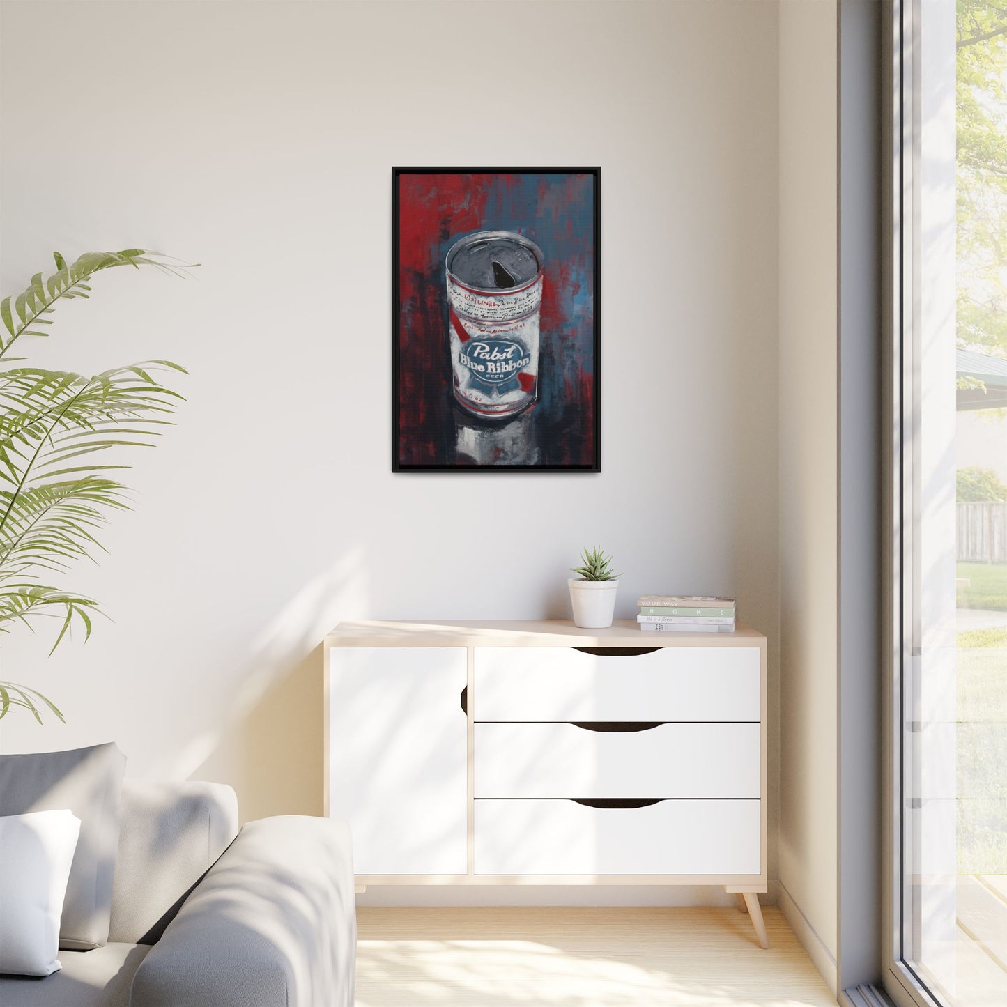 Blue Ribbon Mood - Gallery Wrapped Print with Black Frame