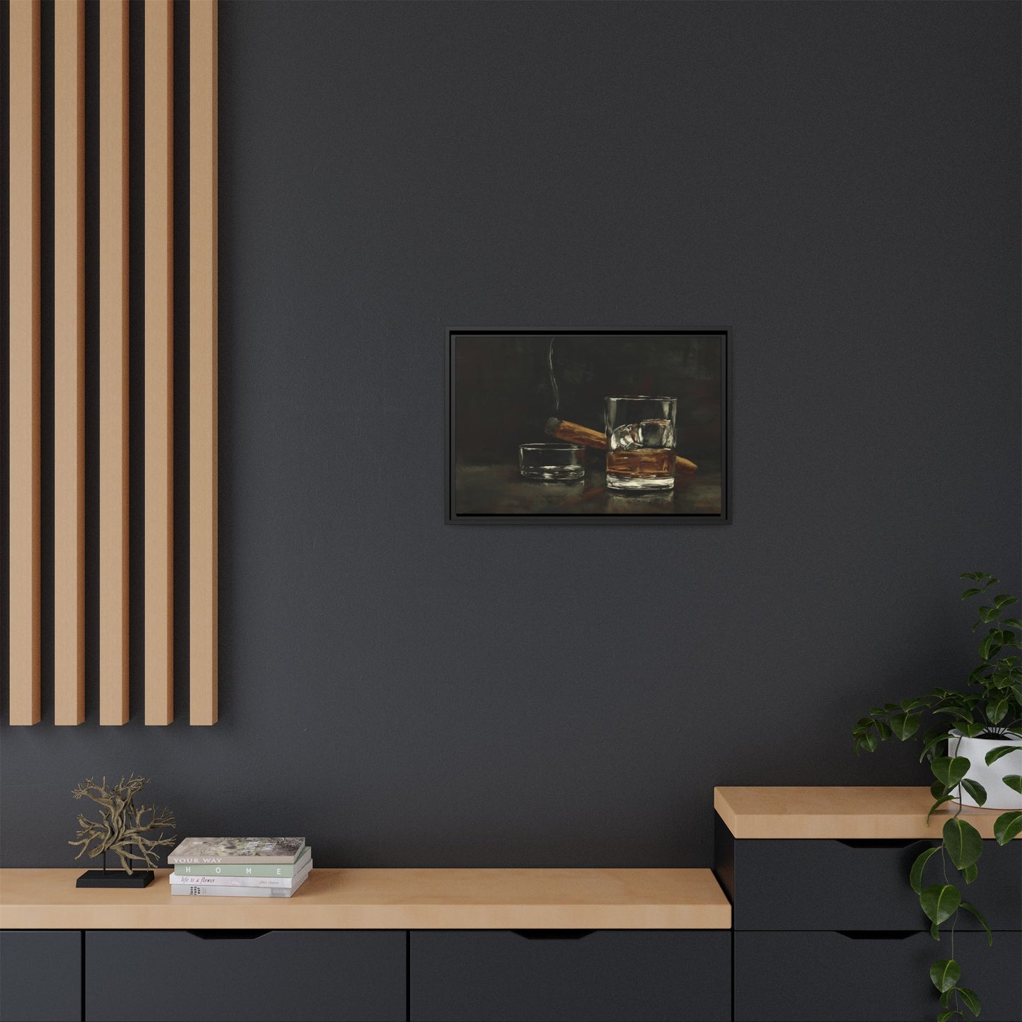 Nightcap Mood - Gallery Wrapped Canvas with Black Frame