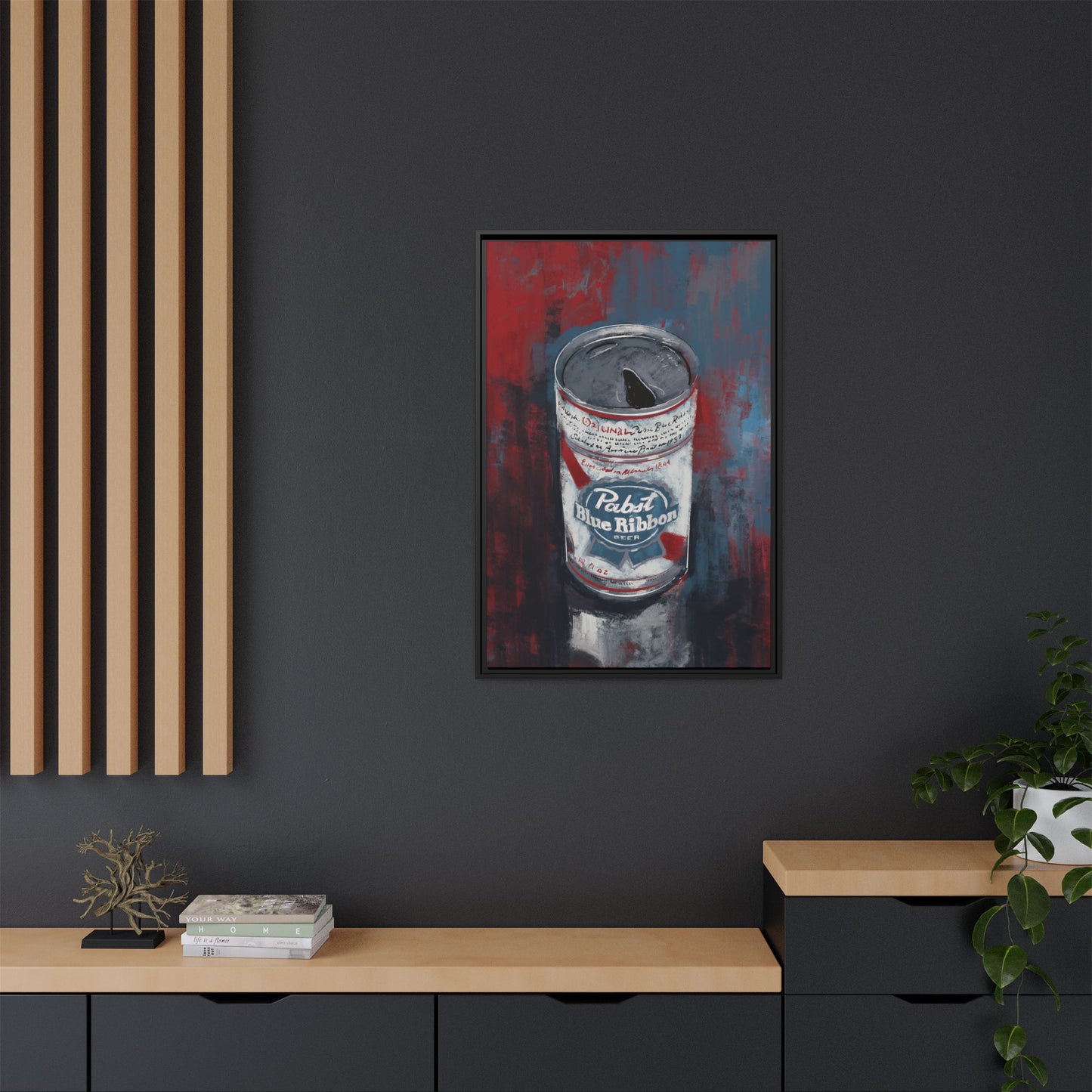 Blue Ribbon Mood - Gallery Wrapped Print with Black Frame