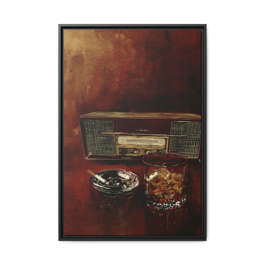 Tuned in with a Slow Pour - Framed Canvas Print