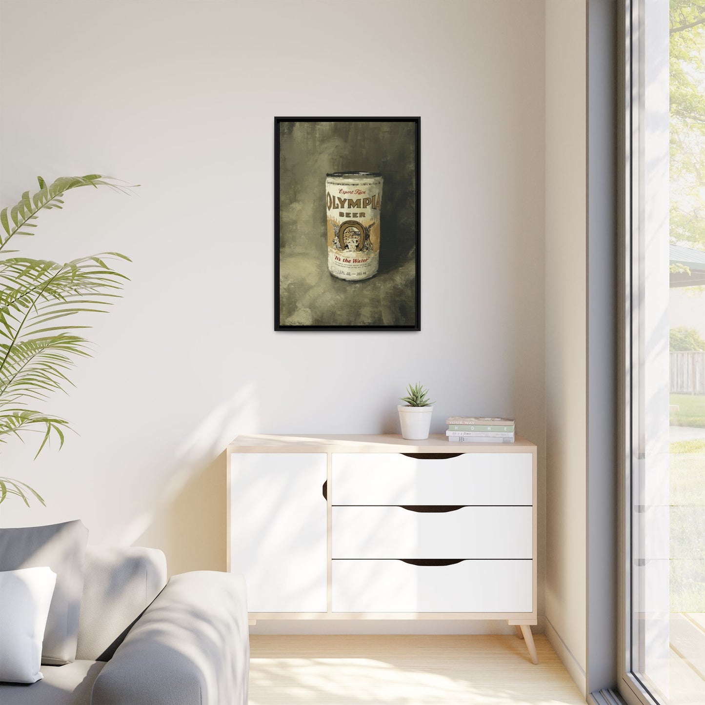 Old-School Gold Can - Gallery Wrapped Print with Black Frame