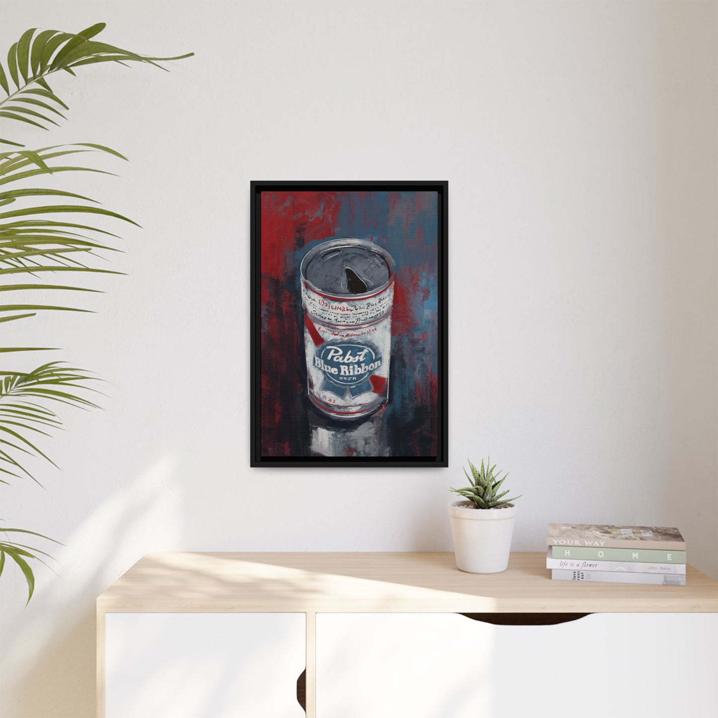 Blue Ribbon Mood - Gallery Wrapped Print with Black Frame
