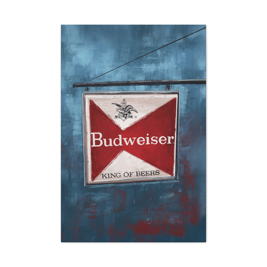The King Hangs Here – Vintage Budweiser Bar Sign Canvas Print