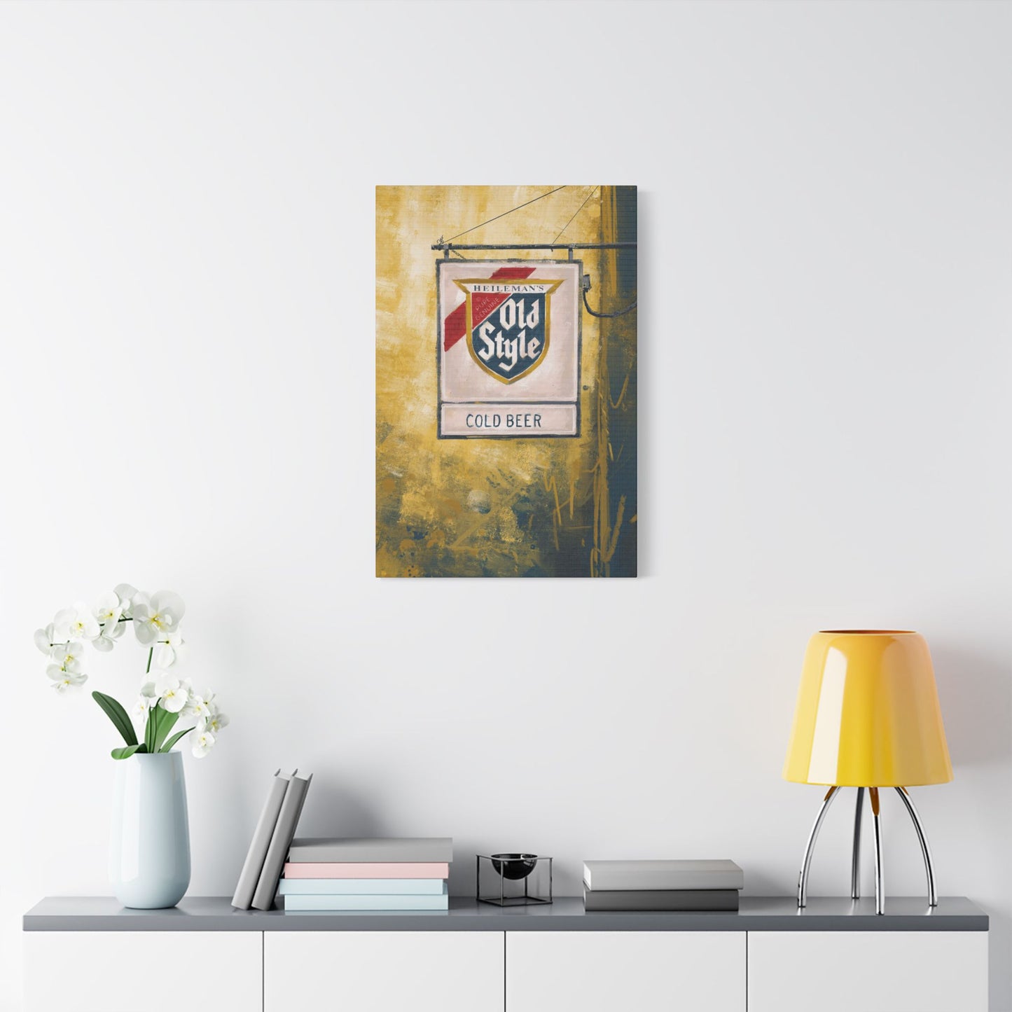 Blue & Gold Bar Sign – Retro Canvas Art