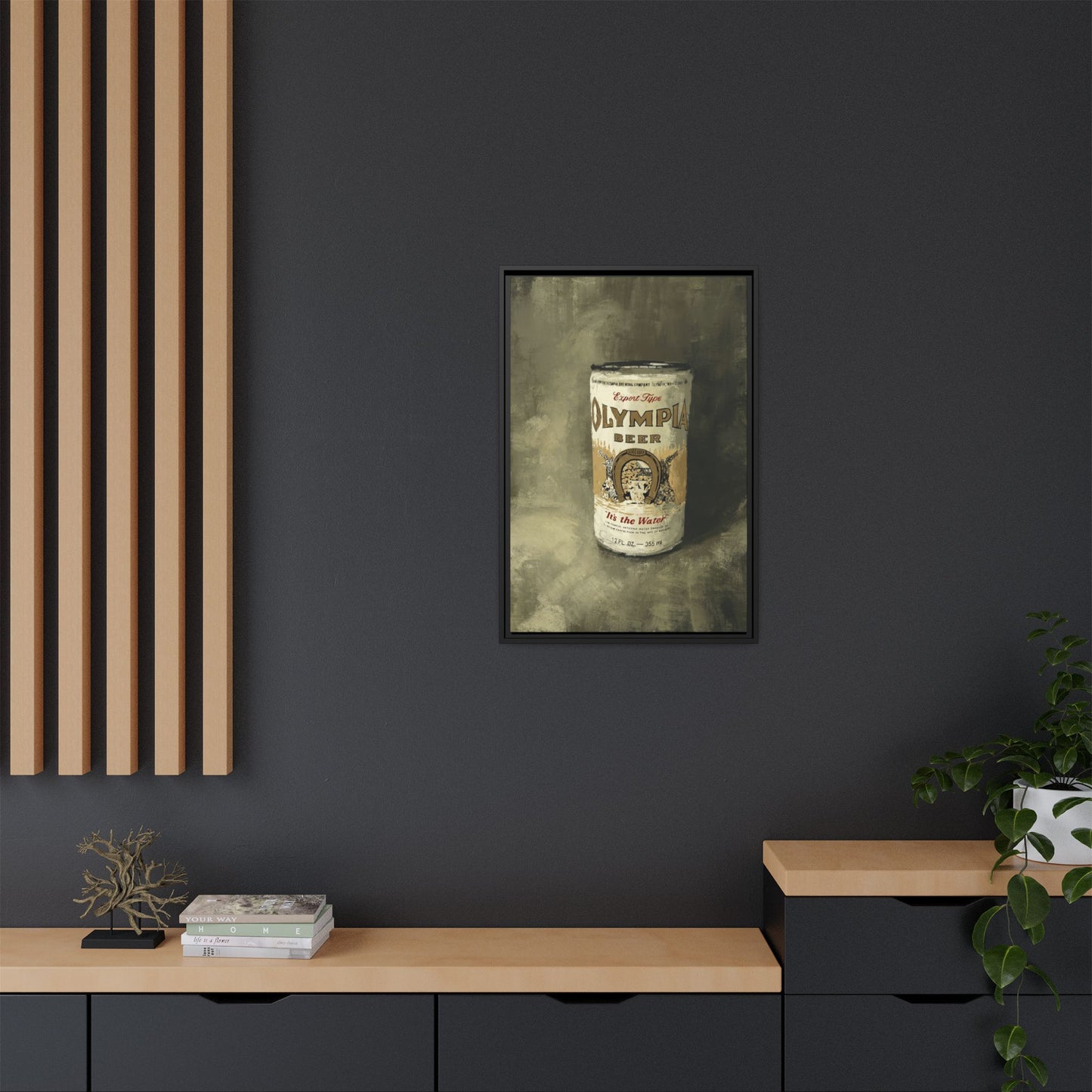 Old-School Gold Can - Gallery Wrapped Print with Black Frame
