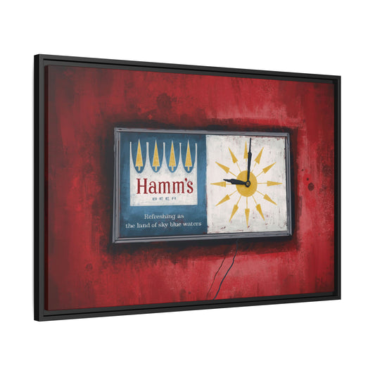 Sky Blue Time – Retro Wall Clock Framed Canvas Print