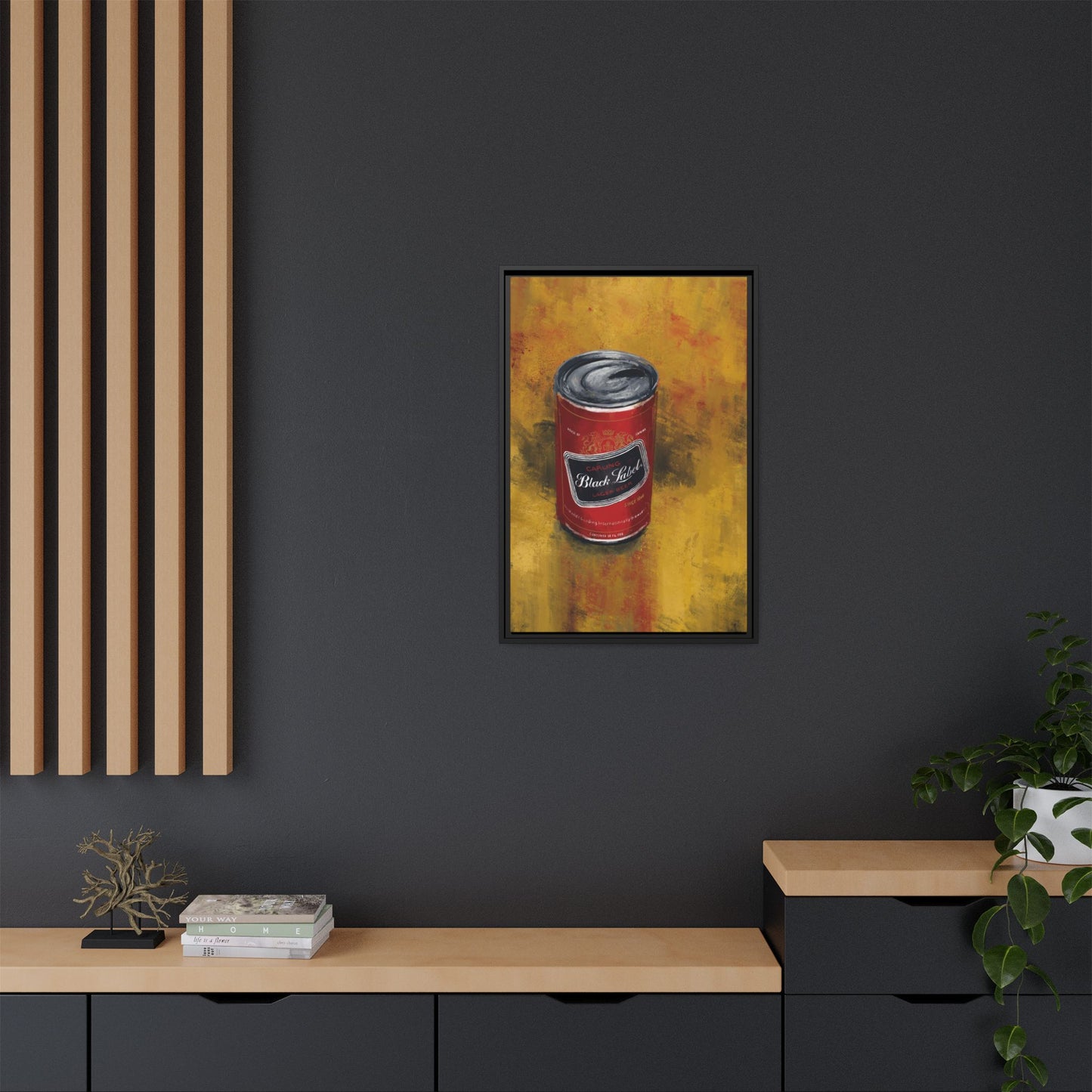 Black Label Boldness Framed Canvas Print