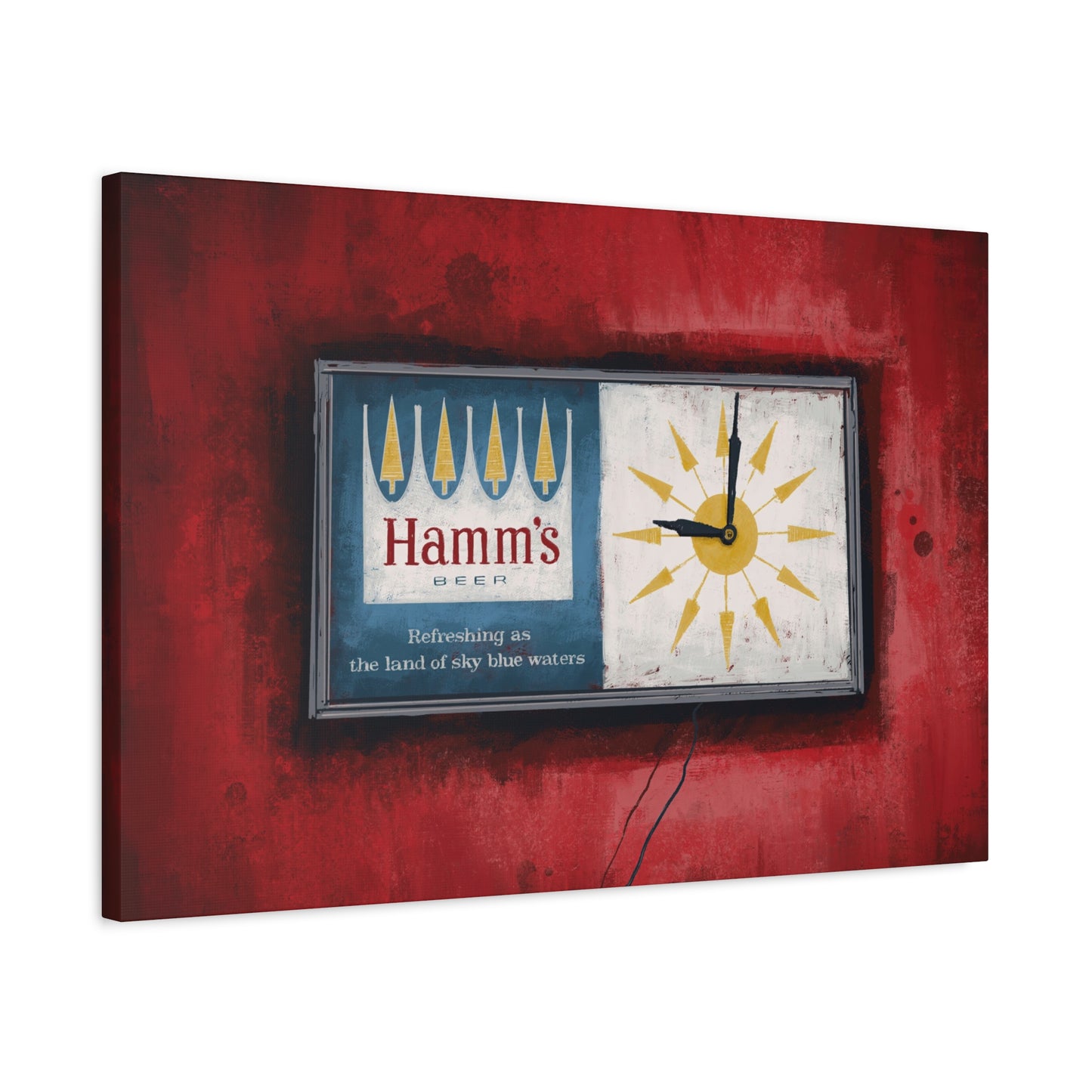 Sky Blue Time - Retro Wall Clock Canvas Print