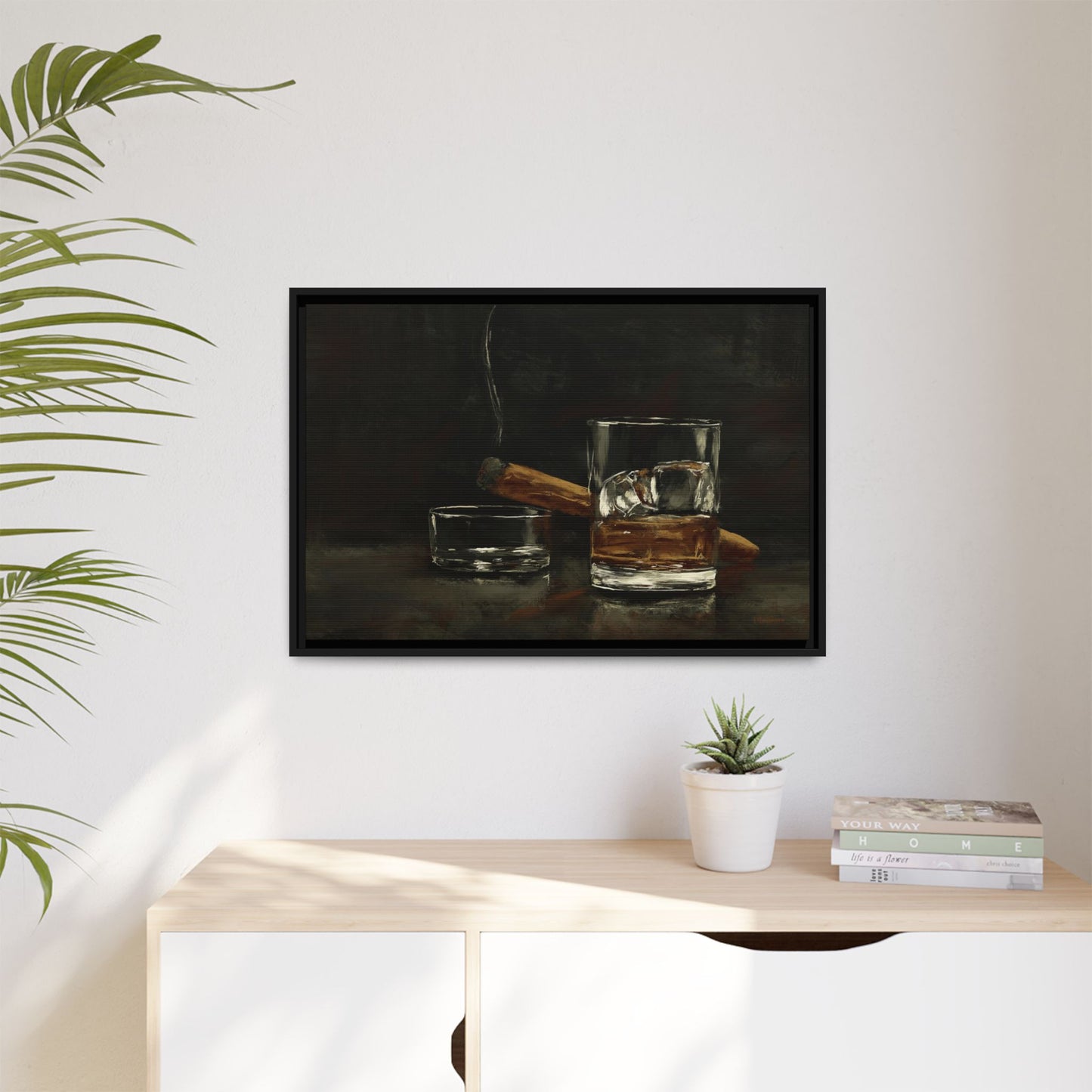 Nightcap Mood - Gallery Wrapped Canvas with Black Frame