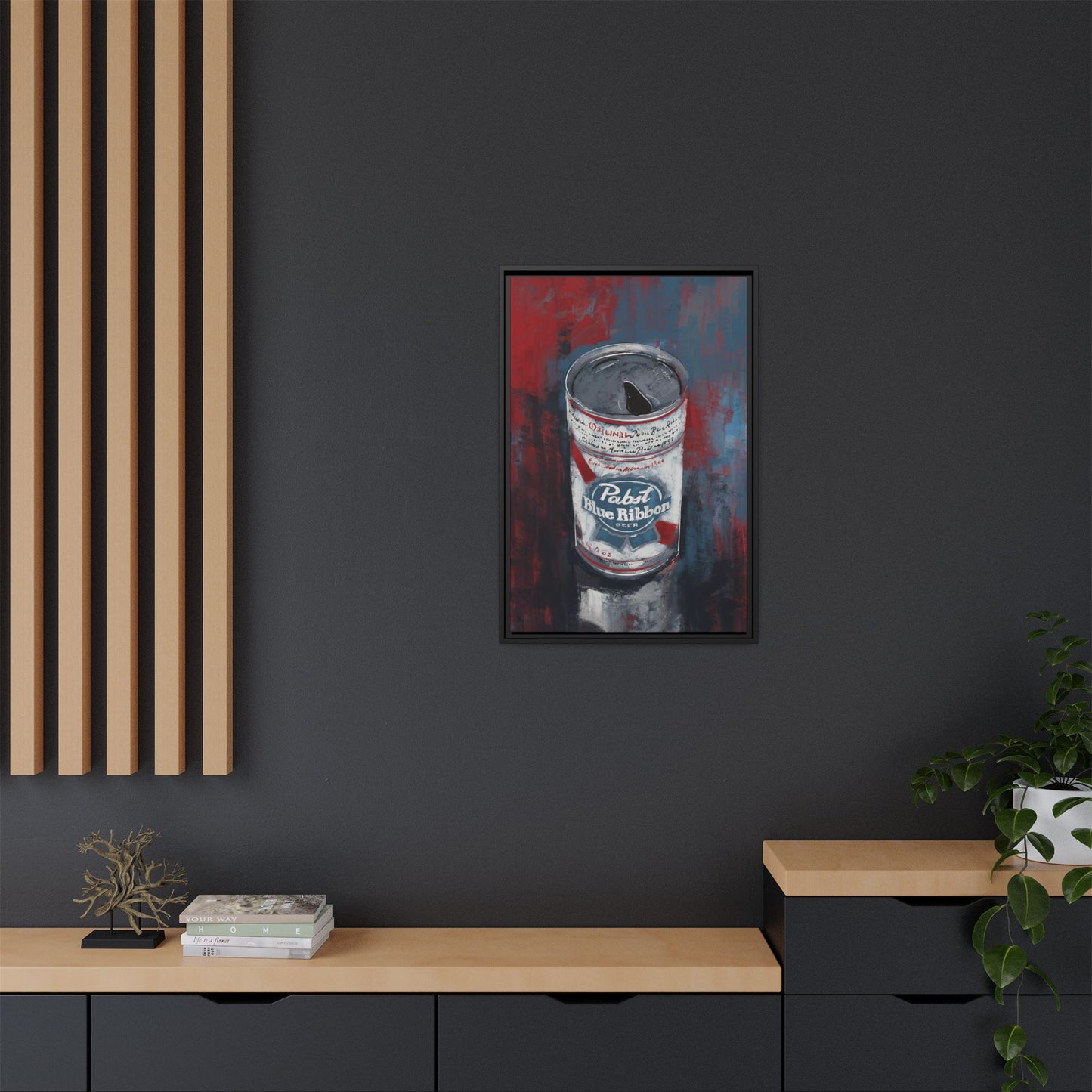 Blue Ribbon Mood - Gallery Wrapped Print with Black Frame