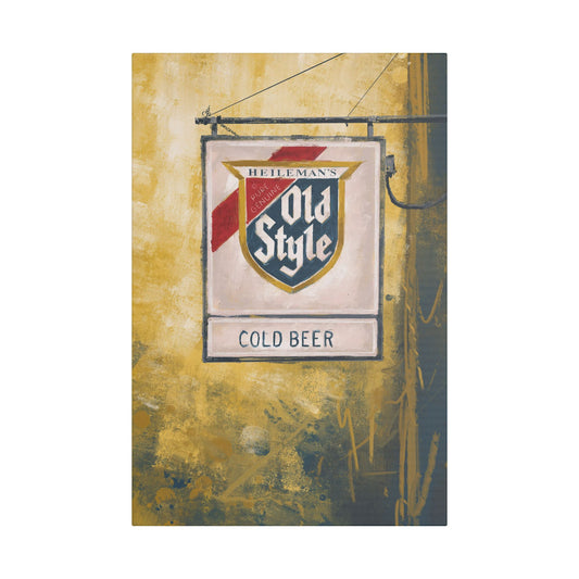 Blue & Gold Bar Sign – Retro Canvas Art