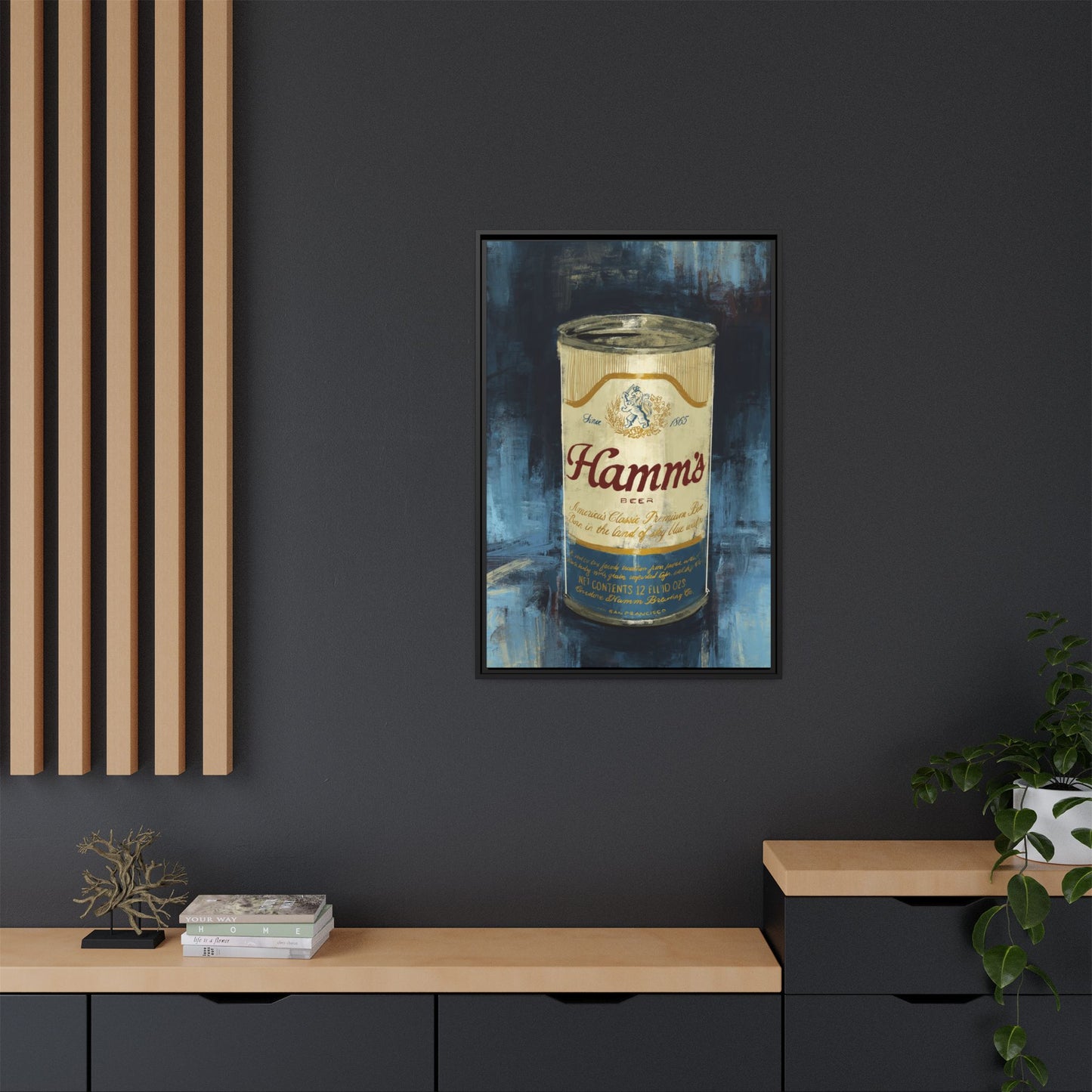Hamm's Vintage Beer Can -  Gallery Wrapped Print with Black Frame