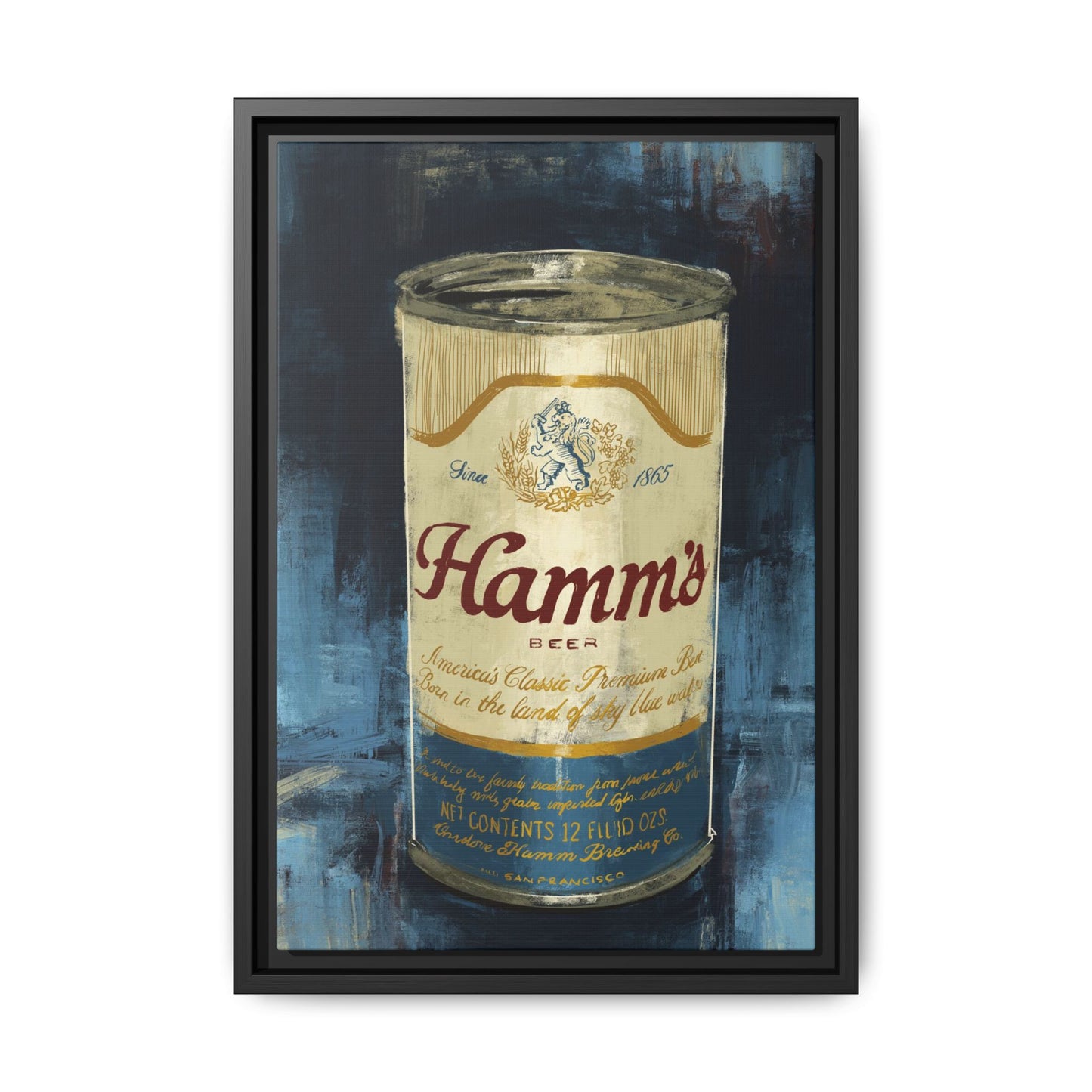 Hamm's Vintage Beer Can -  Gallery Wrapped Print with Black Frame