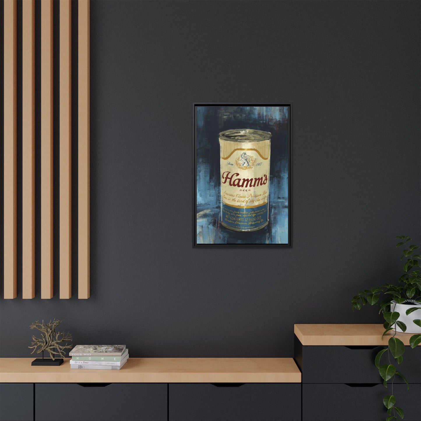 Hamm's Vintage Beer Can -  Gallery Wrapped Print with Black Frame