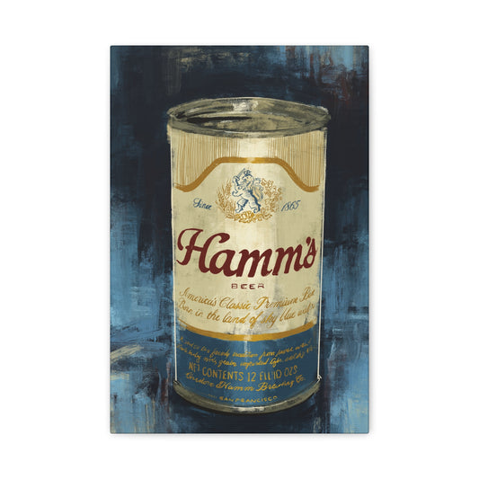 Vintage Hammie Beer Can Stretched Canvas Print