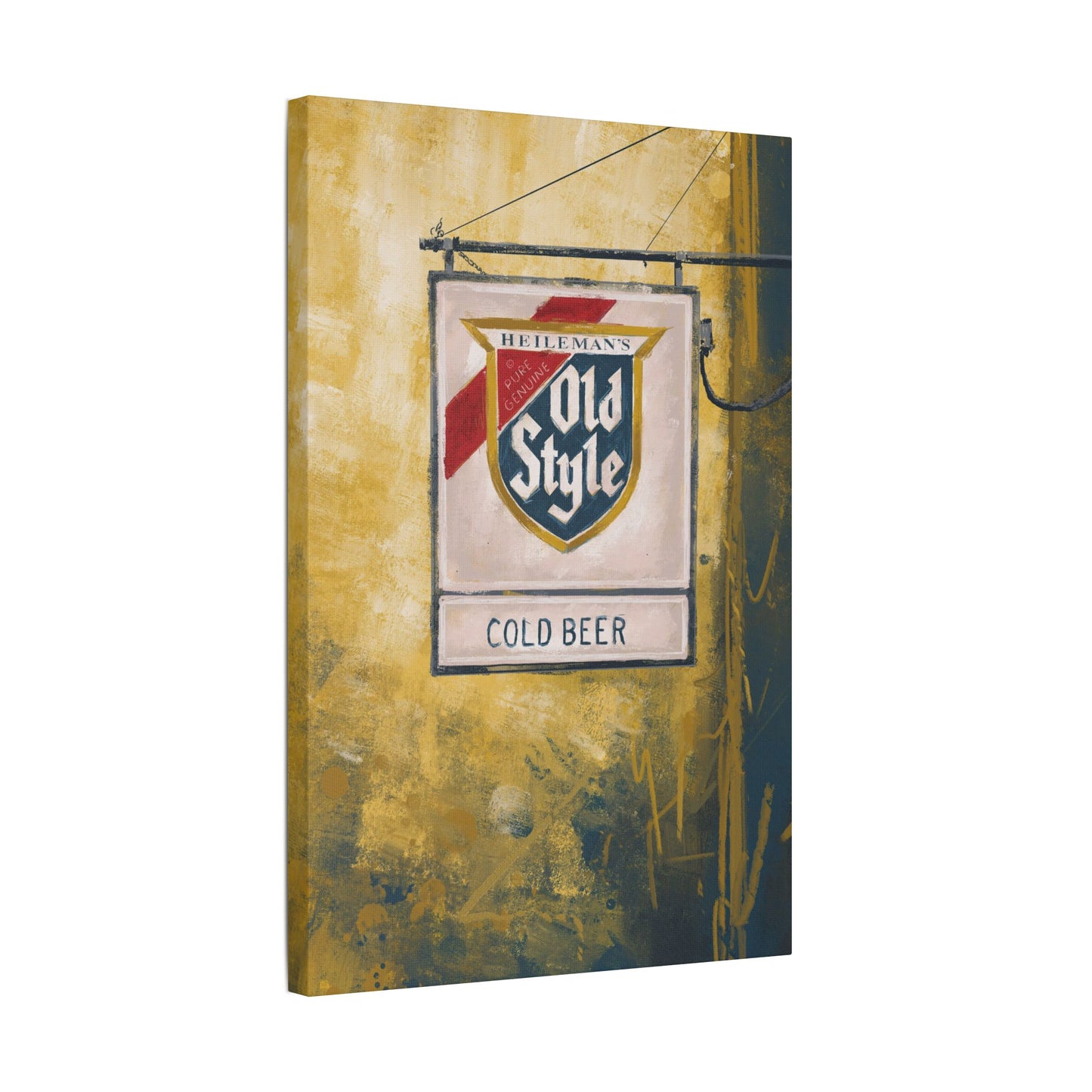 Blue & Gold Bar Sign – Retro Canvas Art