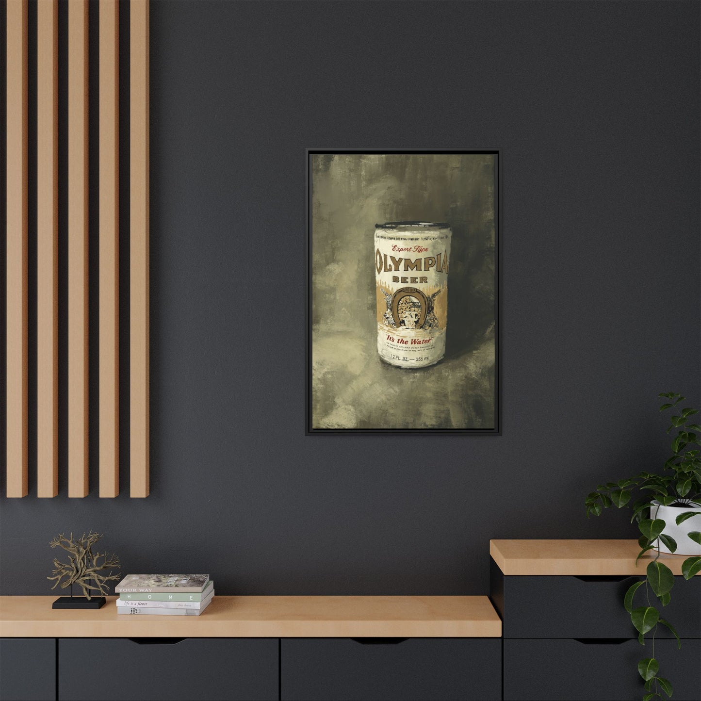 Old-School Gold Can - Gallery Wrapped Print with Black Frame
