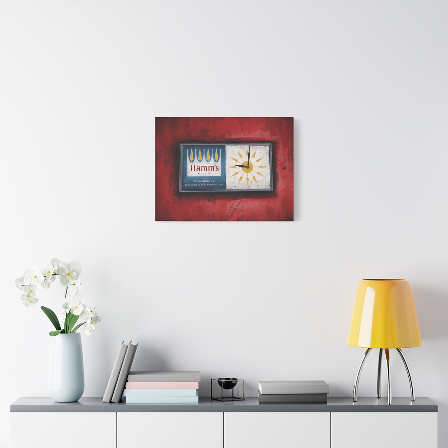 Sky Blue Time - Retro Wall Clock Canvas Print