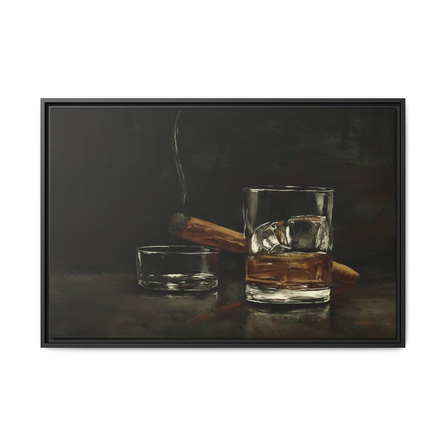 Nightcap Mood - Gallery Wrapped Canvas with Black Frame