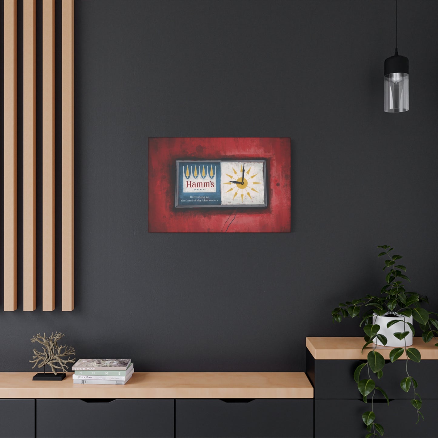 Sky Blue Time - Retro Wall Clock Canvas Print