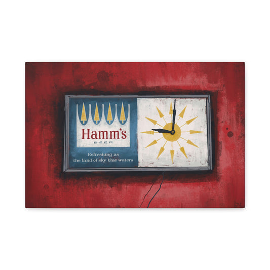 Sky Blue Time - Retro Wall Clock Canvas Print