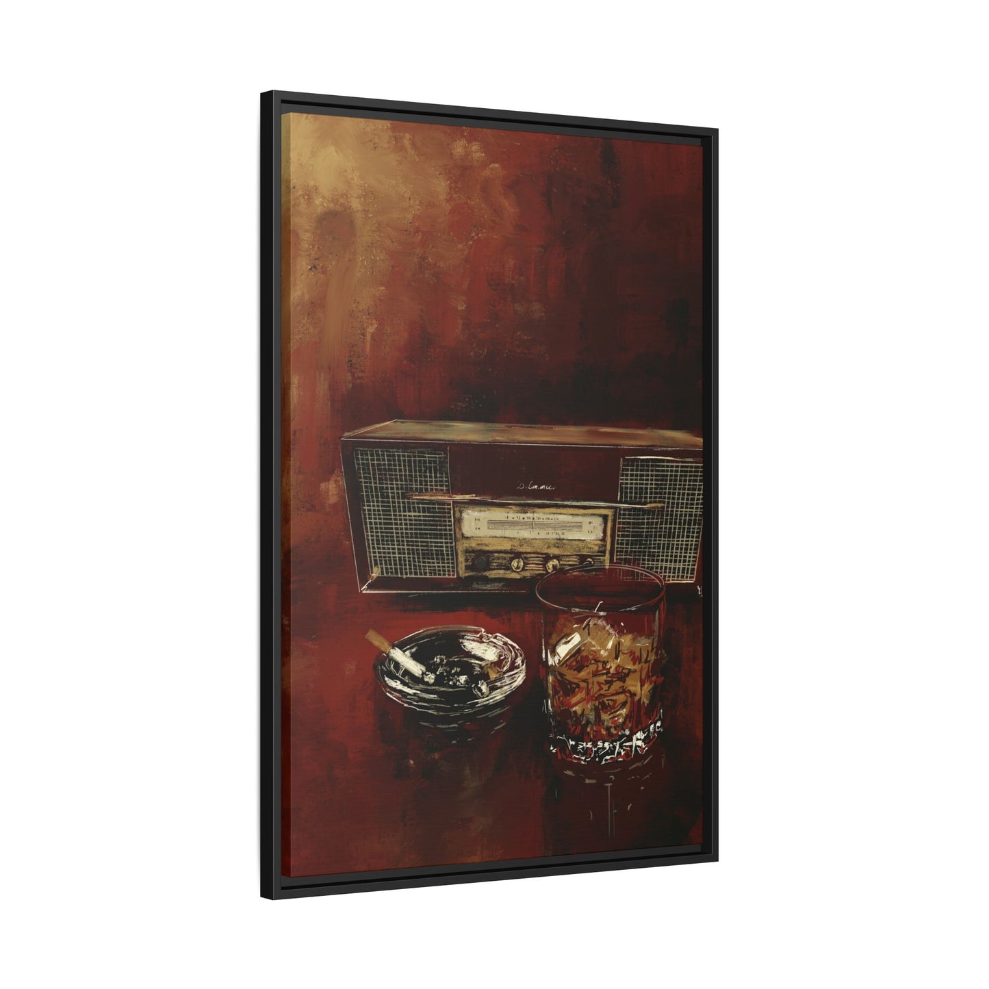 Tuned in with a Slow Pour - Framed Canvas Print
