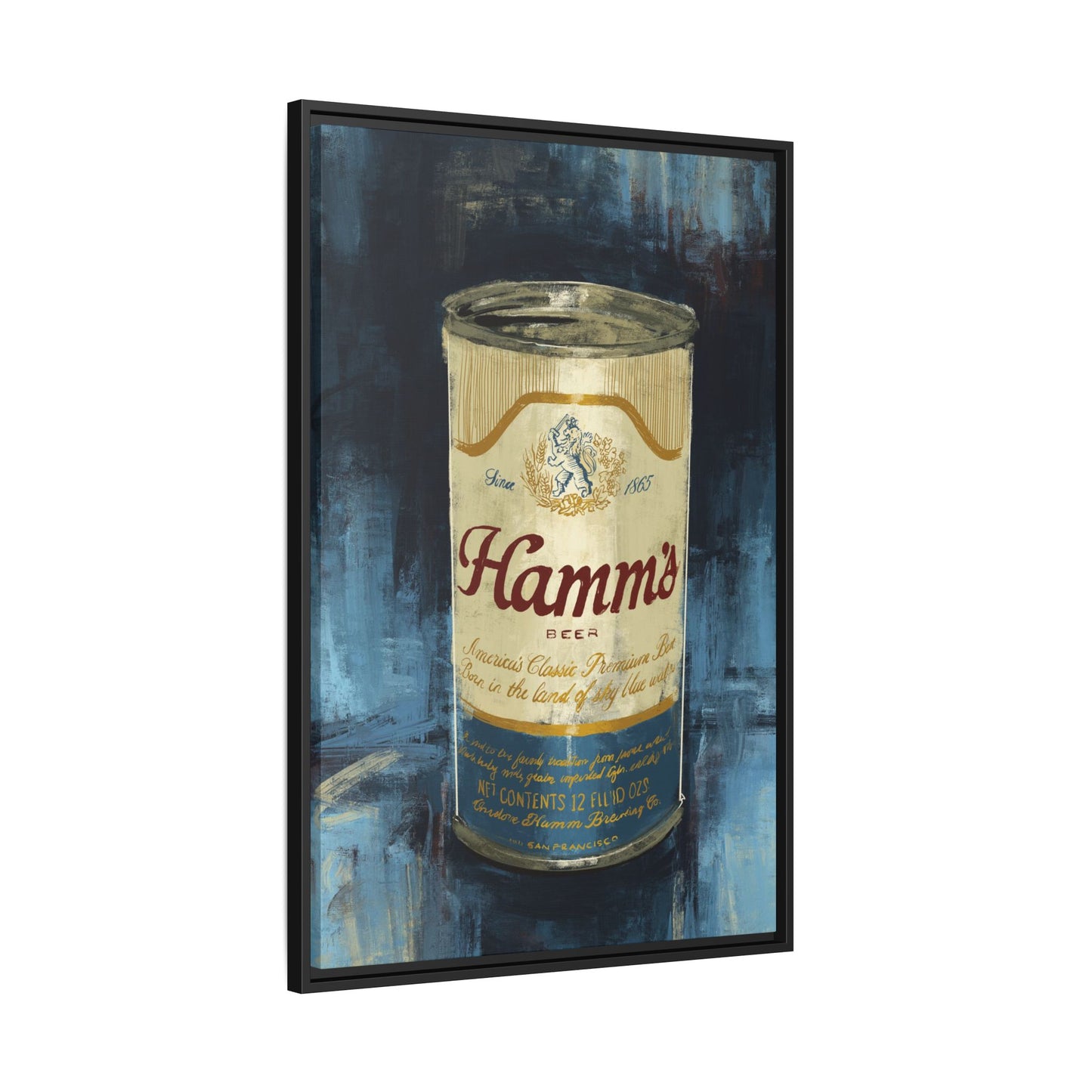 Hamm's Vintage Beer Can -  Gallery Wrapped Print with Black Frame