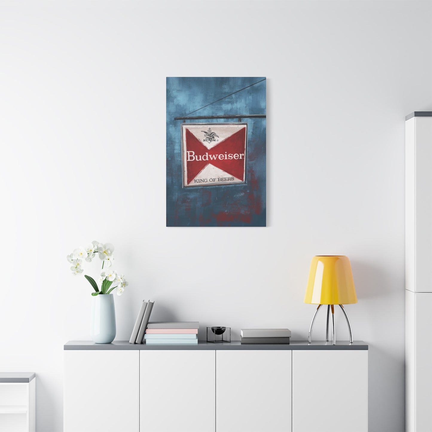 The King Hangs Here – Vintage Budweiser Bar Sign Canvas Print